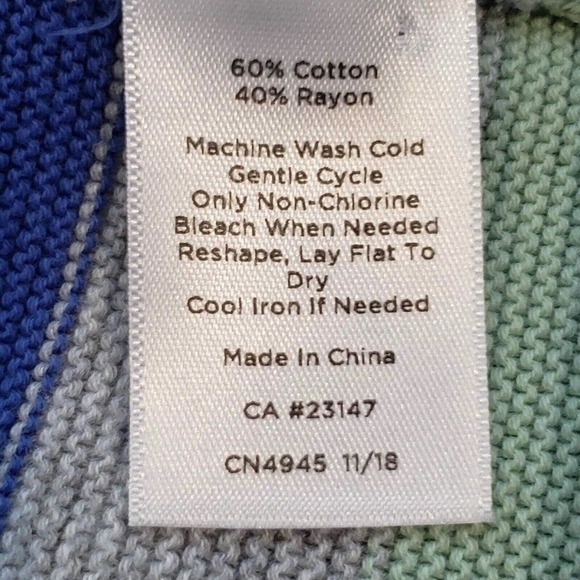 Talbots Sweater Women's XLP Gray Striped 3/4 Sleeve Sweater Cotton Rayon - Picture 6 of 7